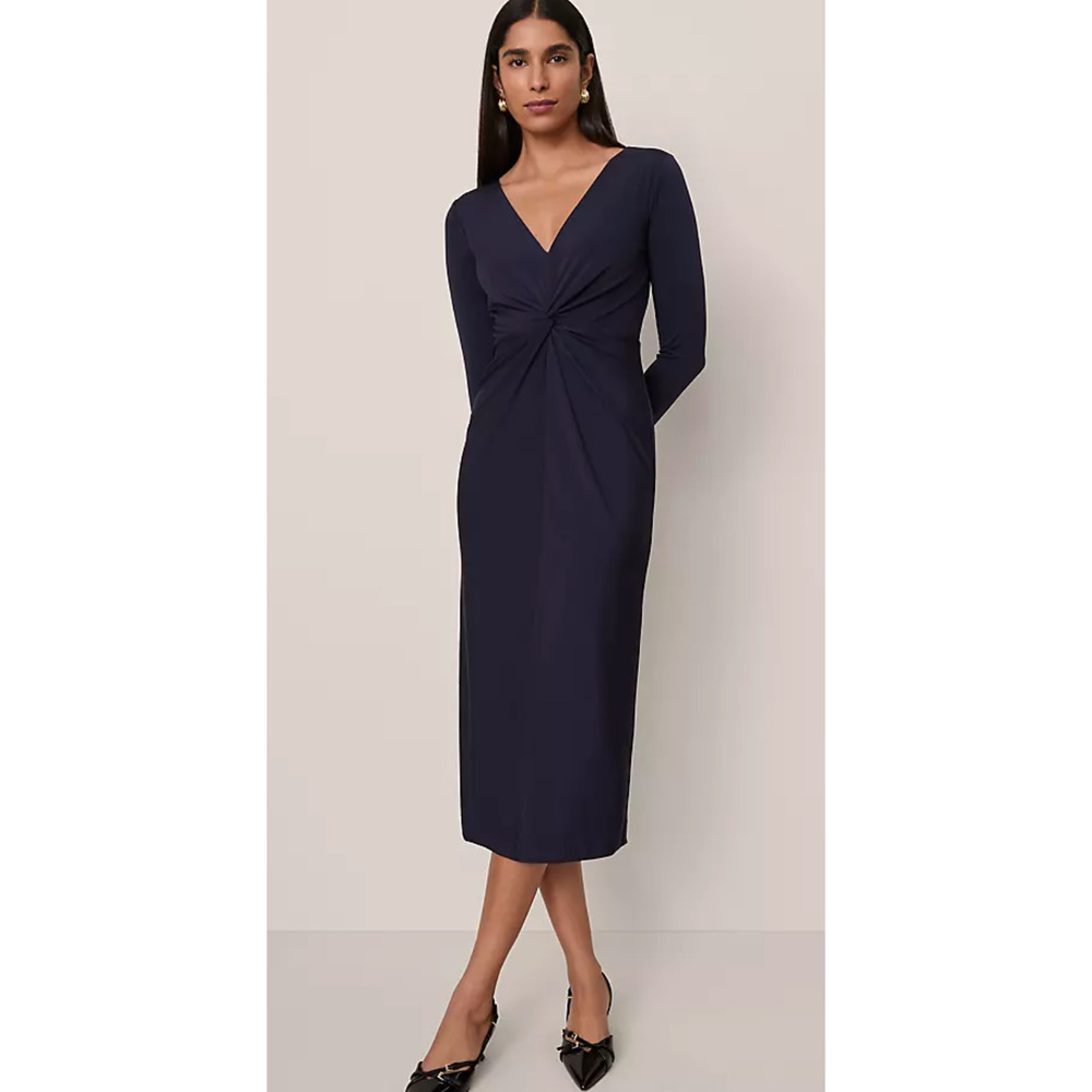 NWT ANN TAYLOR NIGHT SKY V-NECK KNIT DRESS SZ 4